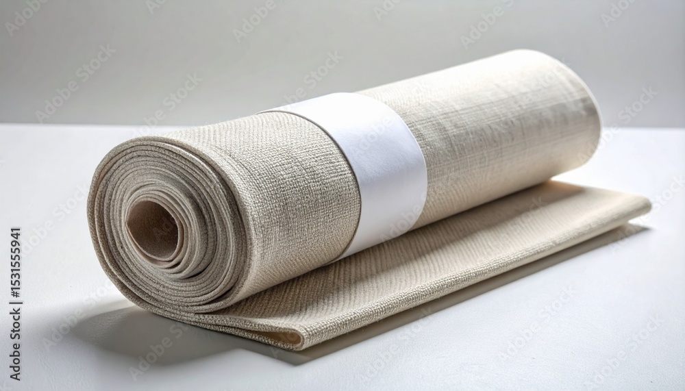 Fototapeta premium Rolled Fabric with Center-Aligned Paper Band for Branding