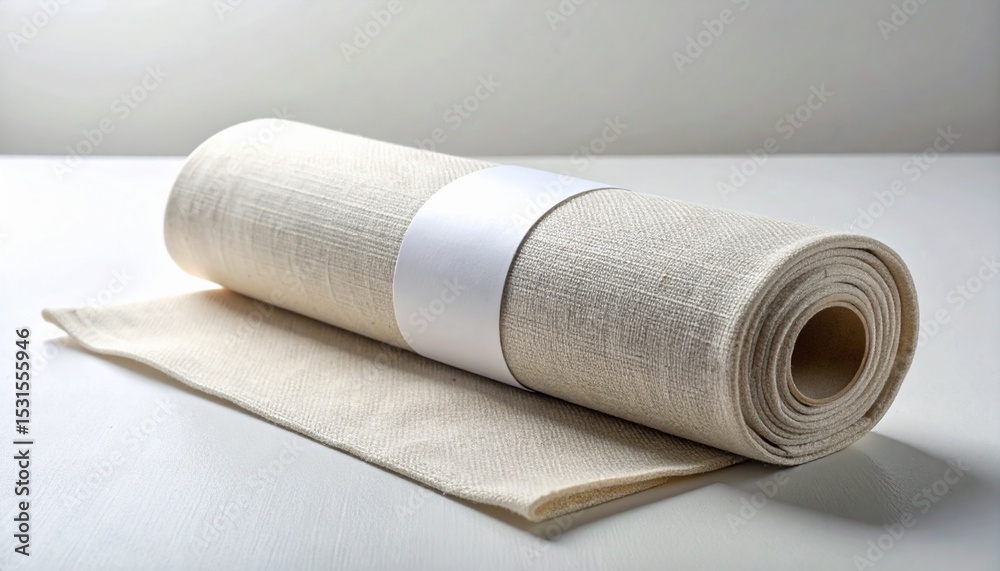 Fototapeta premium Rolled Fabric with Center-Aligned Paper Band for Branding