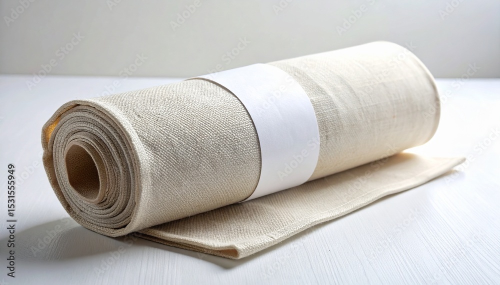 Fototapeta premium Rolled Fabric with Center-Aligned Paper Band for Branding
