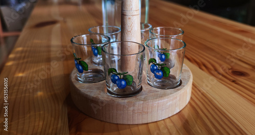 View of the slivovitz shot glasses, the party begins

