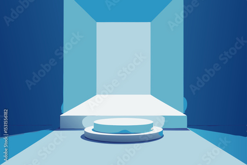 empty podium with blue background