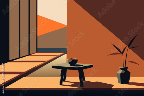 illustration of a table in a cafe