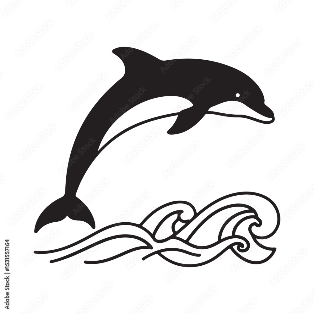 Fototapeta premium Jumping dolphin vector illustration