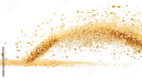 Wallpaper Mural Flying mythical golden wheat grains surrounded by faint magical aura isolated on white background  Torontodigital.ca