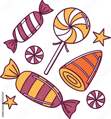colorful candy sweet treat lollipop swirl sugar star