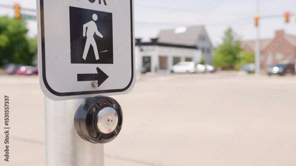Pressing signal button at intersection for pedestrian 4k
