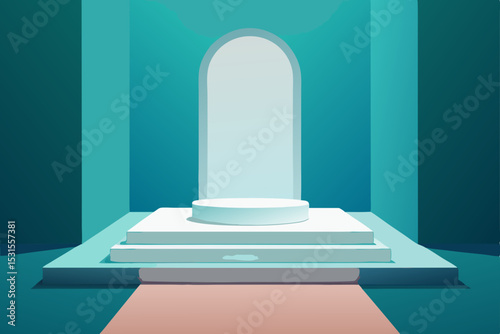 3d render of a blue corridor with a blue background