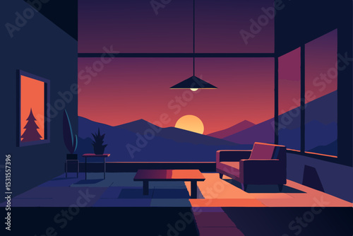 hotel at sunset
