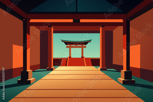 hall with red carpet and columns