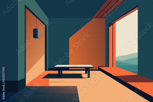 interior of a room with a window