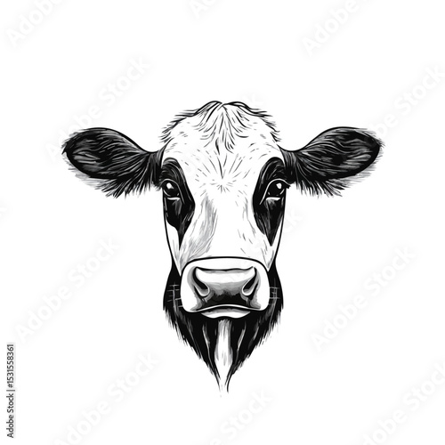 Cow Doodle 2D flat vector illustration, isolated on a white background.