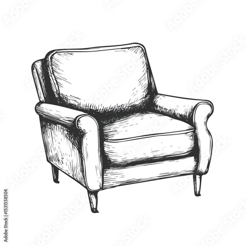 Armchair Doodle illustration vector 2D flat, isolated on a white background.