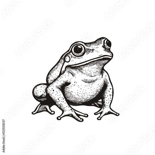 Bullfrog Doodle illustration vector 2D flat, isolated on a white background.