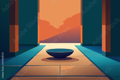 interior design scene with a window