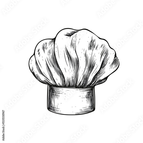 Chef Hat Doodle vector 2D flat illustration, isolated on a white background.