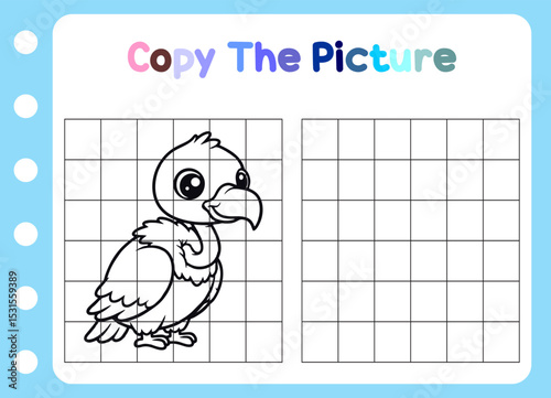 copy the picture of animal. cute vulture  Educational  for children.