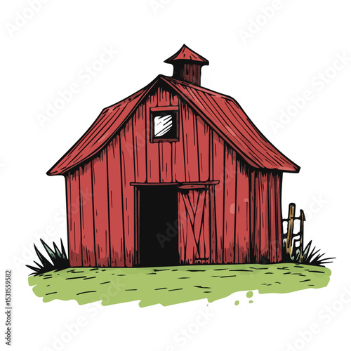 Barn Doodle illustration vector 2D flat, isolated on a white background.