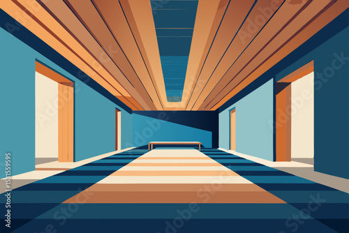 empty room with blue windows