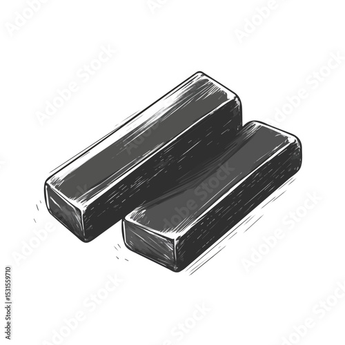 2D flat Eraser And Chalk Doodle illustration vector, isolated on a white background.