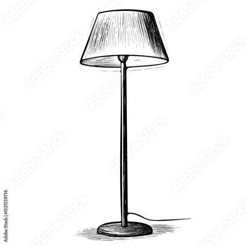 2D flat Floor Lamp Doodle illustration vector, isolated on a white background.