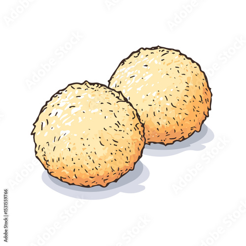 Coconut Macaroons Doodle vector 2D flat illustration, isolated on a white background.