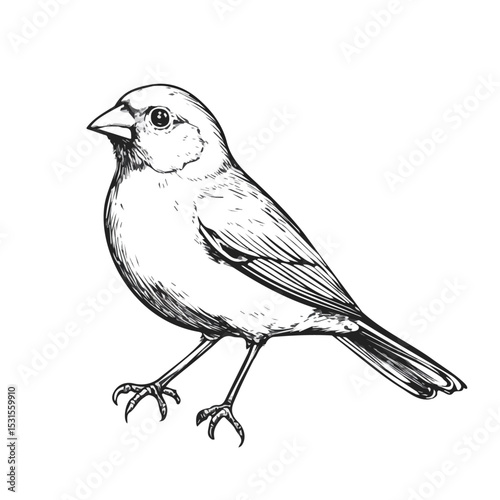 2D flat Finch Doodle illustration vector, isolated on a white background.