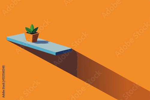 Vector illustration of a potted plant on a ledge