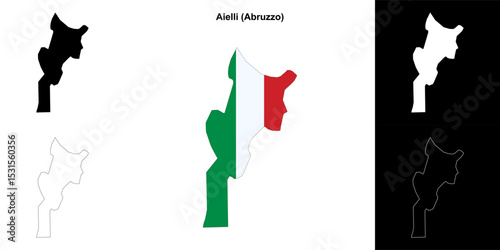 Aielli (Abruzzo) outline map set