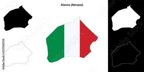 Alanno (Abruzzo) outline map set