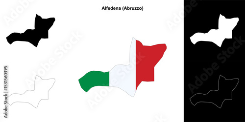 Alfedena (Abruzzo) outline map set