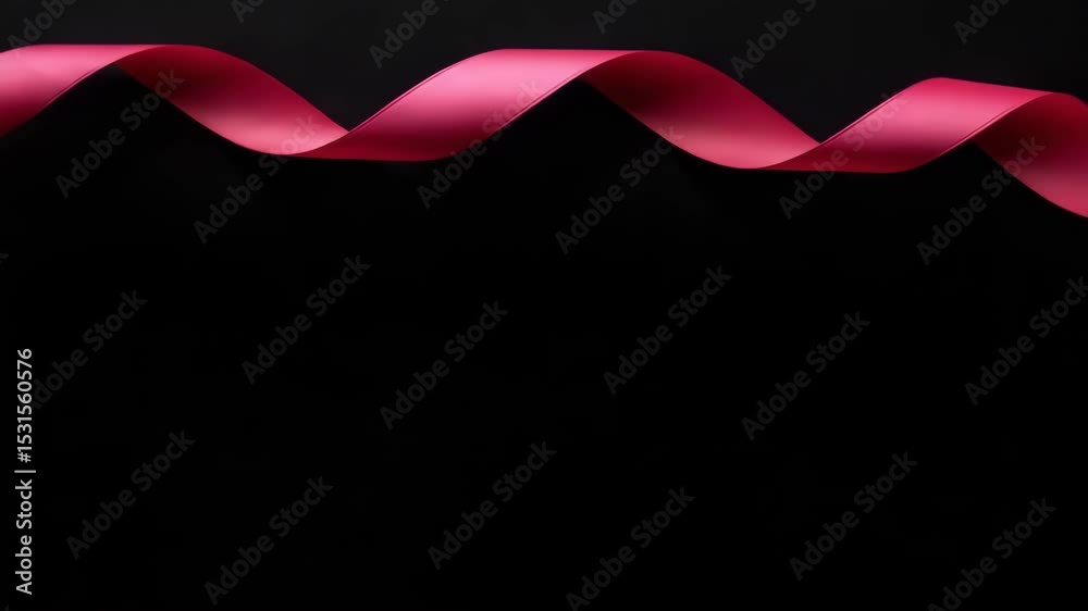 Fond abstrait noir et ruban rose en haut


