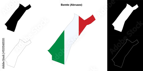 Barete (Abruzzo) outline map set