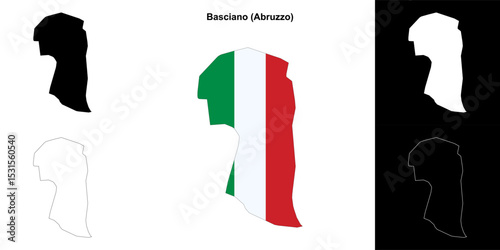 Basciano (Abruzzo) outline map set