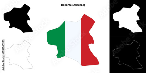 Bellante (Abruzzo) outline map set