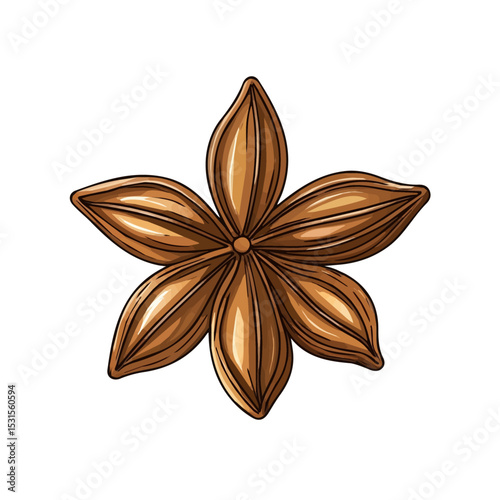 2D flat Anise Doodle illustration vector, isolated on a white background.