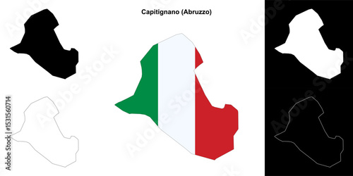 Capitignano (Abruzzo) outline map set