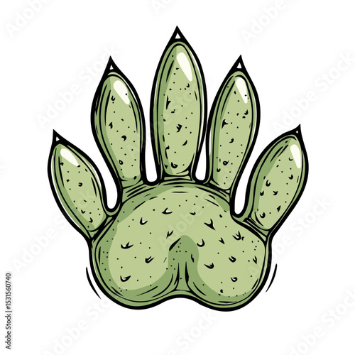 2D flat Bear Paw Succulent Doodle vector illustration, isolated on a white background.