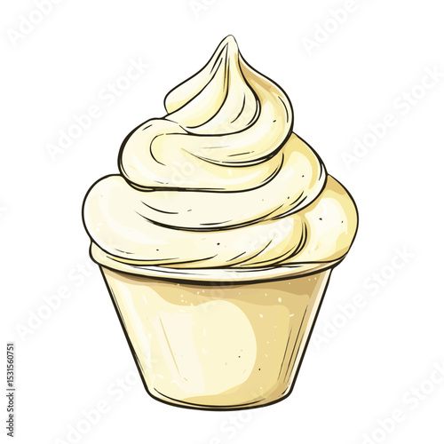 2D flat Clotted Cream Doodle vector illustration, isolated on a white background.