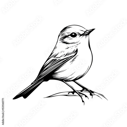 Chiffchaff Doodle 2D flat vector illustration, isolated on a white background.