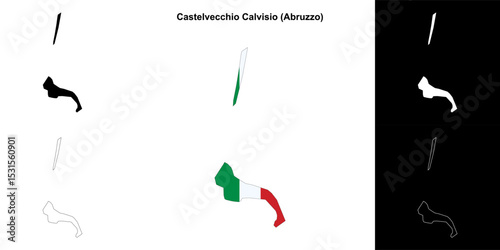 Castelvecchio Calvisio (Abruzzo) outline map set