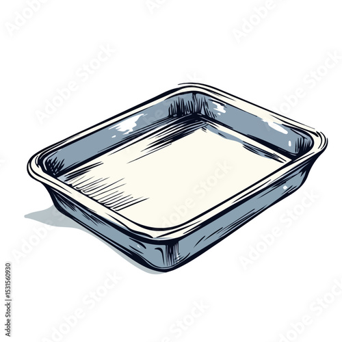 Baking Tray Doodle 2D flat vector illustration, isolated on a white background.
