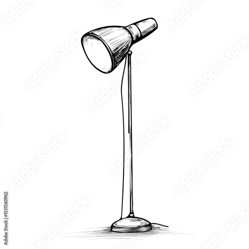 Floor Lamp Doodle illustration vector 2D flat, isolated on a white background.