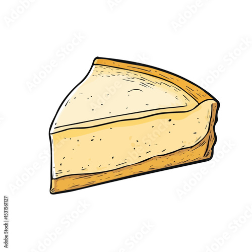 2D flat vector illustration of Cheesecake Doodle, isolated on a white background.