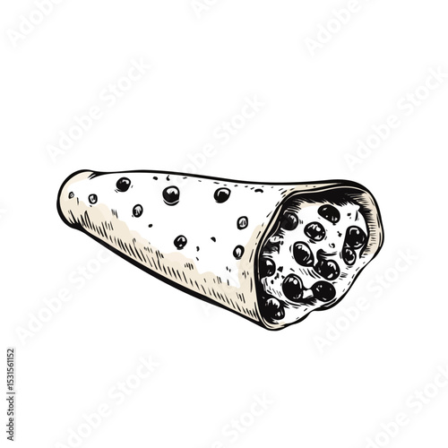 2D flat Cannoli Doodle vector illustration, isolated on a white background.
