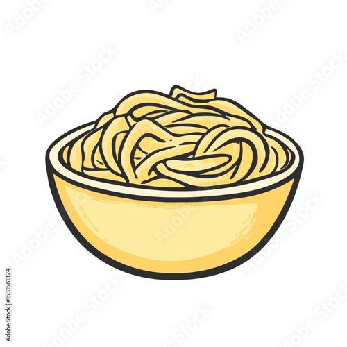 Fettuccine Alfredo Doodle vector 2D flat illustration, isolated on a white background.