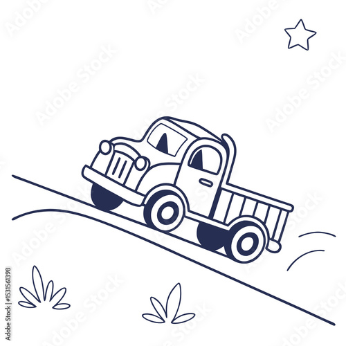 vector illustration of a truck and cartoon truck isolated on white