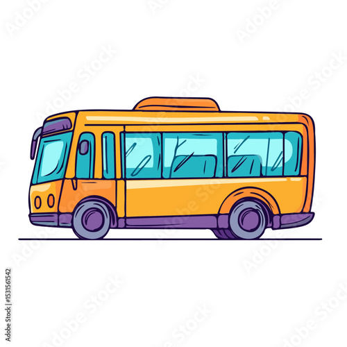 Bus Doodle illustration vector 2D flat, isolated on a white background.