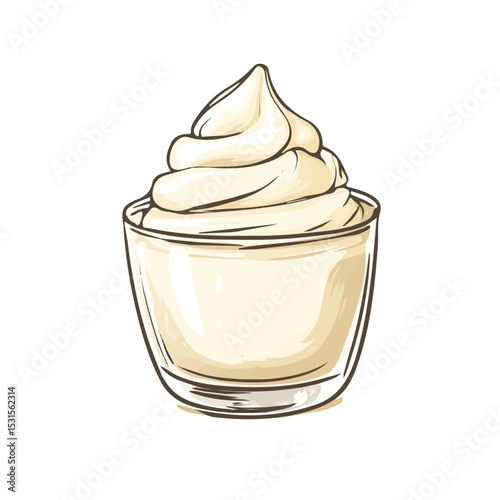 Clotted Cream Doodle 2D flat vector illustration, isolated on a white background.