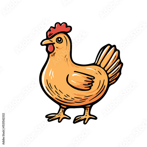 2D flat Cacciatore Chicken Doodle vector illustration, isolated on a white background.
