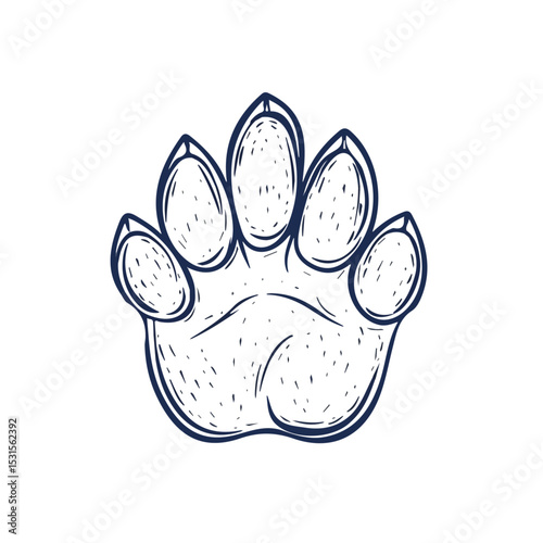 2D flat vector illustration of Bear Paw Succulent Doodle, isolated on a white background.